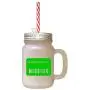 Green My Daughter Serves In The Mission Frosted Glass Mason Jar With Straw