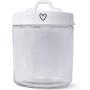 Clear Wide-Mouth Glass 1 Gallon Storage Jar, with Double Sided White Porcelain Lid by PotteryLove (Sugar)