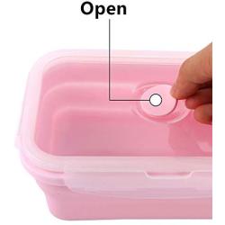 3 Pcs Silicone Food Storage Containers, Portable Folding Lunch Box Space Saving BPA Free Microwave Freezer Dishwasher Safe Leak Proof Perfect