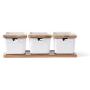 TNKML Kitchen Spice Pots Bowls With Spoon & Porcelain Box And Bamboo Cover Storage Container Condiment Jars Ceramic Seasoning Rack