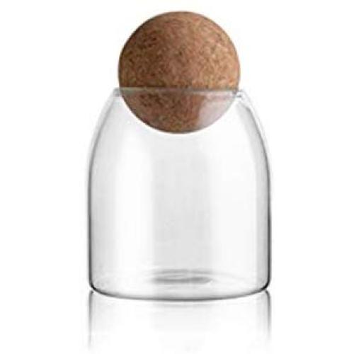 Glass Food Storage Containers with - Natural Wooden Lid - Airtight Lids for Pasta,Tea,Coffee,Cookies,Snacks for Kitchen and Pantry, Borosilicate Jars, (Small)