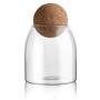 Glass Food Storage Containers with - Natural Wooden Lid - Airtight Lids for Pasta,Tea,Coffee,Cookies,Snacks for Kitchen and Pantry, Borosilicate Jars, (Small)