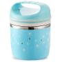 Thermos Food Jar 950ML Thermos Stainless Food Flask,Leakproof Insulated Food Containers,Air Vent, Handle (Color : Blue, Size : No-Bag)