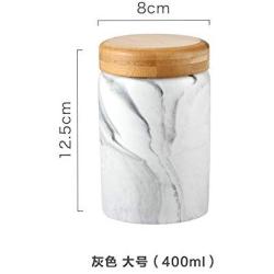275/400ML Ceramic Storage Jar With Wood Lid Marble Sealed Can Spices Tank Container For Food Tea Caddy Kitchen Coffee Bottle Jar Condiment bottles (Color : M gray)