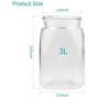 Half Gallon Glass Storage Jar (3 Quart) - Wide Mouth,Glass Lid, USDA Approved BPA-Free Dishwasher Safe Canning Jar for Fermenting, Sun Tea, Kombucha, Dry Food Storage, Clear(Pack of 3)