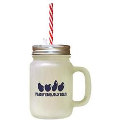 Navy Peachy Keen Jelly Bean Frosted Glass Mason Jar With Straw