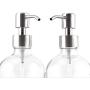 1Pack 500ml /17ounce Transparent Round Glass Empty Press Pump Bottles Dispenser Container Jar Pot For Bathroom Lotion Liquid Body Wash Shower Makeup Foundations Cosmetic Soap Cream