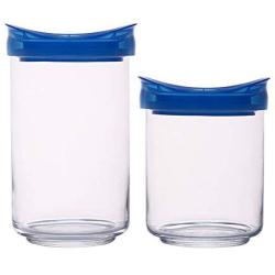 YTF-Snack sealed cans, lead-free transparent food storage container, blue 2 piece set