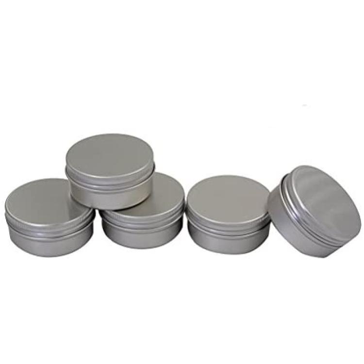 CTKcom 2-Ounce Metal Tins Screw Top Flat Aluminum Silver Slide Round Tin  Containers For Lip Balm,Crafts,Cosmetic,Candles,Travel Storage Kit (Pack of