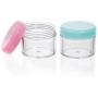 BENECREAT 28 Pack 20ml/20g Empty Cosmetic Jars Clear Plastic Jars for Lip Balm, Creams, Cosmetic, Eyeshadow, Samples and Other Beauty Products - 7 Color in Lids