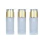 3PCS Empty Clear Frosted Glass Bottles with Pump and Gold Cap Refill Lotions Bottle Liquid Eye Cream Jars Cosmetic Containers Makeup Face Cream Dispenser Protable Toiletries Travel Packing(50ML/1.7OZ)