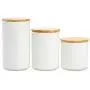 Ensemble de 3 Pots en Céramique Blanche avec Couvercles en Bambou Réel et Plateau Organisateur avec Joints Silicones Airtight, pour le Stockage des Aliments Secs, Idéal pour le Café, le Thé, le Sucre, les Épices, les Bonbons, la Farine Ensemble de 3 Pots en Céramique Blanche avec Couvercles en Bambou Réel et Plateau Organisateur avec Joints Silicones Airtight, pour le Stockage des Aliments Secs, Idéal pour le Café, le Thé, le Sucre, les Épices, les Bonbons, la Farine