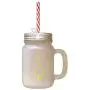 Gelb Weihnachtsbäume Stil 1 Gefrosteter Glas-Mason-Jar mit Stroh