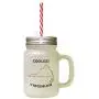 Black Coolest Virginian Virginia Frosted Glass Mason Jar With Straw Black Coolest Virginian Virginia Frosted Glass Mason Jar With Straw