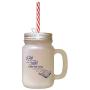 Navy Sweet Taste! Sweeter Then Honey Frosted Glass Mason Jar With Straw