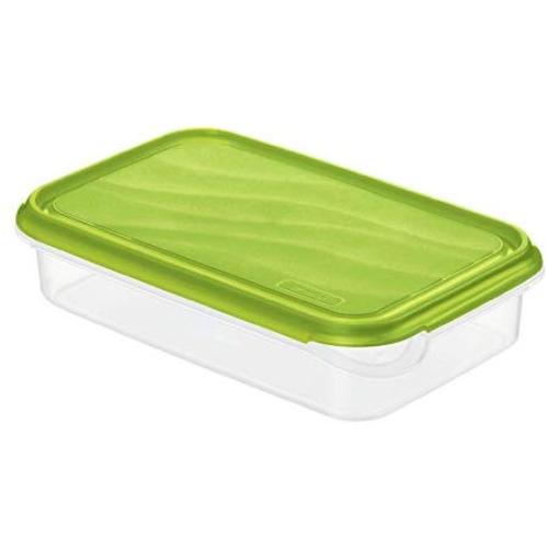 Rotho &quotRondo Fridge Storage Container Square Plat, Apple Green/Transparent, 1 Litre