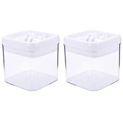 Hemoton 2pcs Plastic Containers With Lids,Plastic Storage Jars Round Containers Organizer for Nuts Tea Spice Dry Food(0.9L)