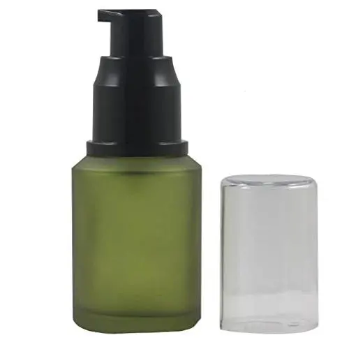 Bouteille en verre glacée de 30 ml/1 oz vide avec pommeau noir en plastique et couvercle anti-poussière - Contenant réutilisable pour nettoyant facial, gel douche, essence pour les yeux, stockage pour articles de toilette quotidiens (Vert) Bouteille en verre glacée de 30 ml/1 oz vide avec pommeau noir en plastique et couvercle anti-poussière - Contenant réutilisable pour nettoyant facial, gel douche, essence pour les yeux, stockage pour articles de toilette quotidiens (Vert)