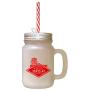 Red What Happens GrandmaS Stays GrandmaS Frosted Glass Mason Jar With Straw