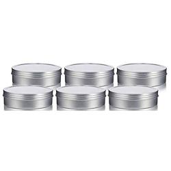 8 oz Metal Steel Tin Flat Container with Tight Sealed Twist Screwtop Cover (6 Pack)