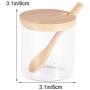 Glass Spice Condiment Jars Sugar Can Food Storage Containers with Bamboo Lid and Wooden Spoon for Serving Tea Coffee Spice