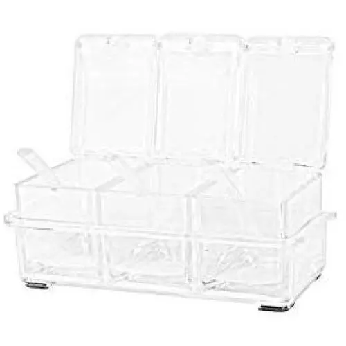 Storage Box Flip Cover Design Seasoning Rack Container Moisture Proof Transparent Condiment Jar Kitchen Tool,Clear