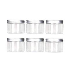 6PCS 120ml 4oz Empty Plastic Clear Cosmetic Makeup Jar Pot Containers Case with Silver Aluminum Lid Food Jar Cream Lotion Box Ointments Bottle