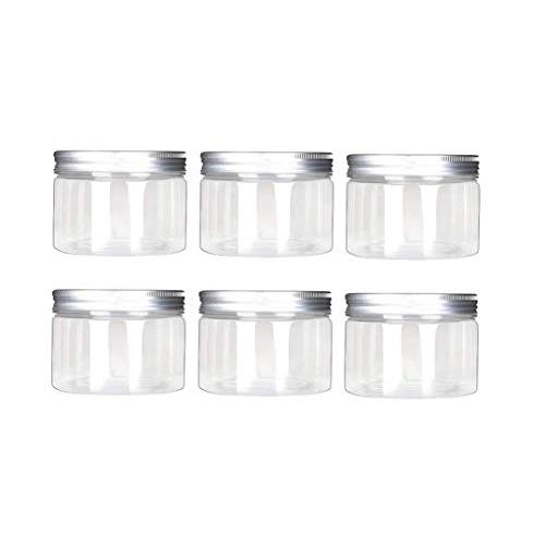 6PCS 120ml 4oz Empty Plastic Clear Cosmetic Makeup Jar Pot Containers Case with Silver Aluminum Lid Food Jar Cream Lotion Box Ointments Bottle