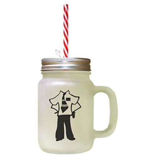Black Missionary, With No Head Frosted Glass Mason Jar With Straw
