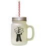 Black Missionary, With No Head Frosted Glass Mason Jar With Straw