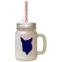 Marine Norwegischer Lundehund Silhouette Frostglas Mason Jar mit Strohhalse