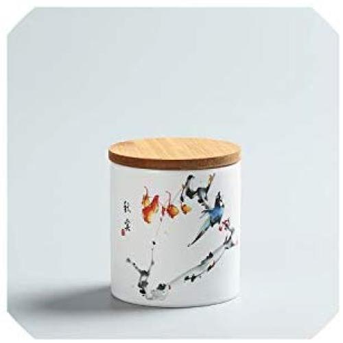 Natural Bamboo Lid Tea Caddy Portable Travel Tea Cans Tea Canister Sealed Storage Bottles Spice Food Jars Home Decor,F
