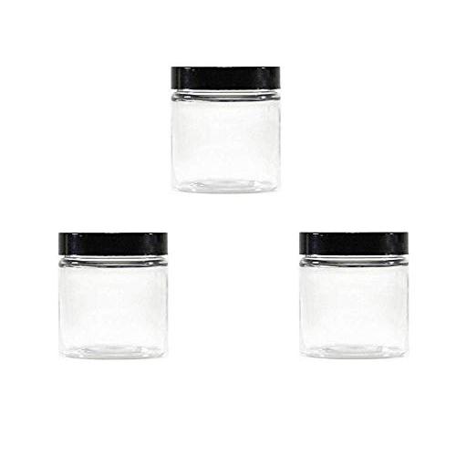 3PC 250ml/ 8.45oz Empty Refillable Clear PET Plastic Bottle Container Pot Jars Vial Storage with Black Lid For Cosmetic Scrub Cream Lotion Ointments Powder Food Household Items