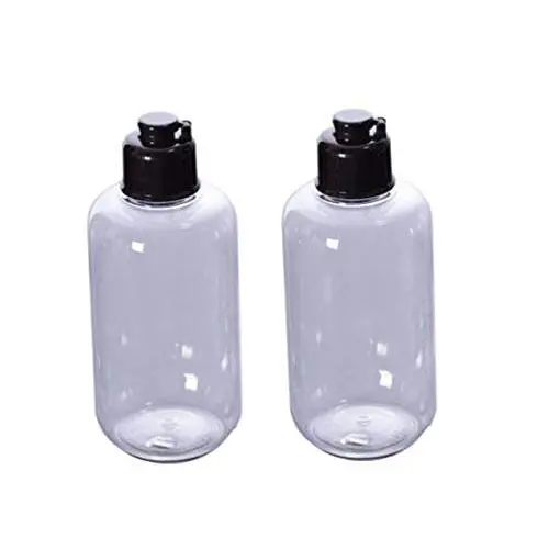 Leere 100ml/3,4oz Squeeze-Flaschen mit schwarzem Deckel – Refill für Kosmetik, Make-up, ätherische Öle, Wasser, Shampoos, Duschgel, Körperseife – DIY Beauty Tool Set Pack of 2 (Transparent)