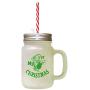 Green My 1St Christmas Frosted Glass Mason Jar With Straw