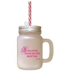 Hot Pink By Small Simple Things Great Things Brought Pass Frosted Glass Mason Jar With Straw