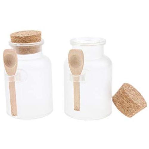 LoveinDIY 2pcs 10.5 oz Empty Plastic Sugar/Spice/Salt Jars with Wooden Spoon