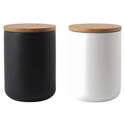 Liitrton 2 Pack Ceramic Food Storage Jar with Airtight Seal Lid Kitchen Canister Holder for Coffee Spice Snacks