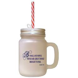 Navy By Small Simple Things Great Things Brought Pass Frosted Glass Mason Jar With Straw