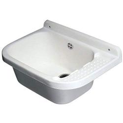 Mongarid Wall Resin Sink with Mounting Kit and Siphoned Trap, 60 cm, White, One Size