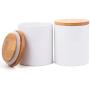 Lawei 2 Pack Ceramic Food Storage Jar with Airtight Seal Bamboo Lid - 10 oz Ceramic Canister Storage jar Sugar Bowl Salt Container Coffee Tea Jar