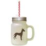 Brown Podenco Canario Silhouette Frosted Glass Mason Jar With Straw
