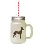 Brown Podenco Canario Silhouette Frosted Glass Mason Jar With Straw Brown Podenco Canario Silhouette Frosted Glass Mason Jar With Straw