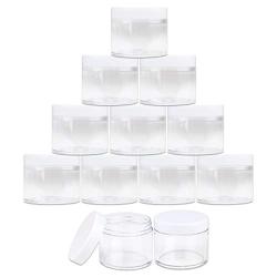 Beauticom 2 oz./ 60 Grams/ 60 ML (Quantity: 12 Packs) Thick Wall Round Clear Plastic LEAK-PROOF Jars Container with WHITE Lids for Cosmetic, Lip Balm, Lip Gloss, Creams, Lotions, Liquid