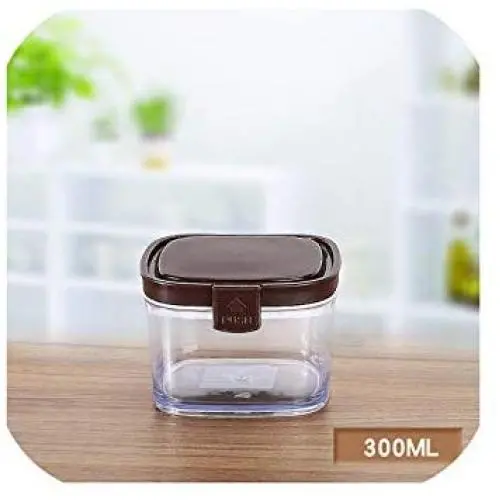 Kitchen Multi Grain Storage Tank Plastic Transparent Sealed Cans Tea Cans Milk Powder Snack Storage Box Seasoning Jar Wf618432,Brown 300Ml