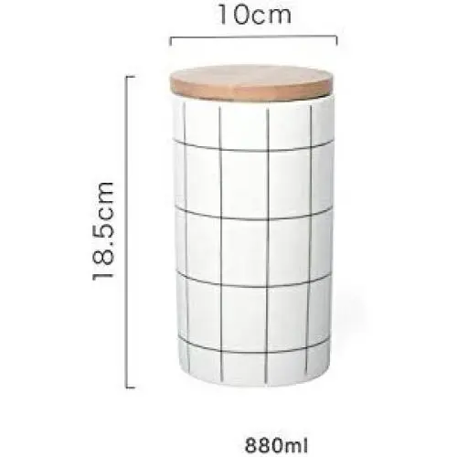 Rundes Karo Design Gezglassertes Keramik-Aufbewahrungsbehälter für Gewürze, Tee, Kaffee, Dose, Tank, Behälter, Flasche mit Deckel für Küchenorganizer
