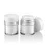 VASANA 1PCS 15ml/0.5oz Airless Pump Jars Empty Refillable Makeup Cosmetic Jar Containers Airless Lotion Cream Via Pot Storages Dispenser with Lids Air Pump Travel Jars(White)