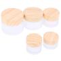 1PCS 5g 10g 15g 30g 50g Frost Glass Bottle Plastic Bamboo Lid Glass Jar Empty Bottle Cream Jar Cosmetic Packaging Container (Size : 5g)