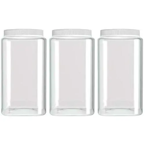 Silicook Klare Kunststoffbehälter Set, 3er-Set (30oz), Quadratisch, Transparent, Küchen- und Haushalt-Organisationsbehälter für Trockenwaren, Gewürze, Gemüse, Zutaten usw.