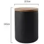 Keramik Gewürzsatzbehälter mit versiegeltem Holzdeckel, Keramik Lebensmittelbehälter für Kaffee, Zucker, Tee, Gewürze usw. Schwarz 800ml